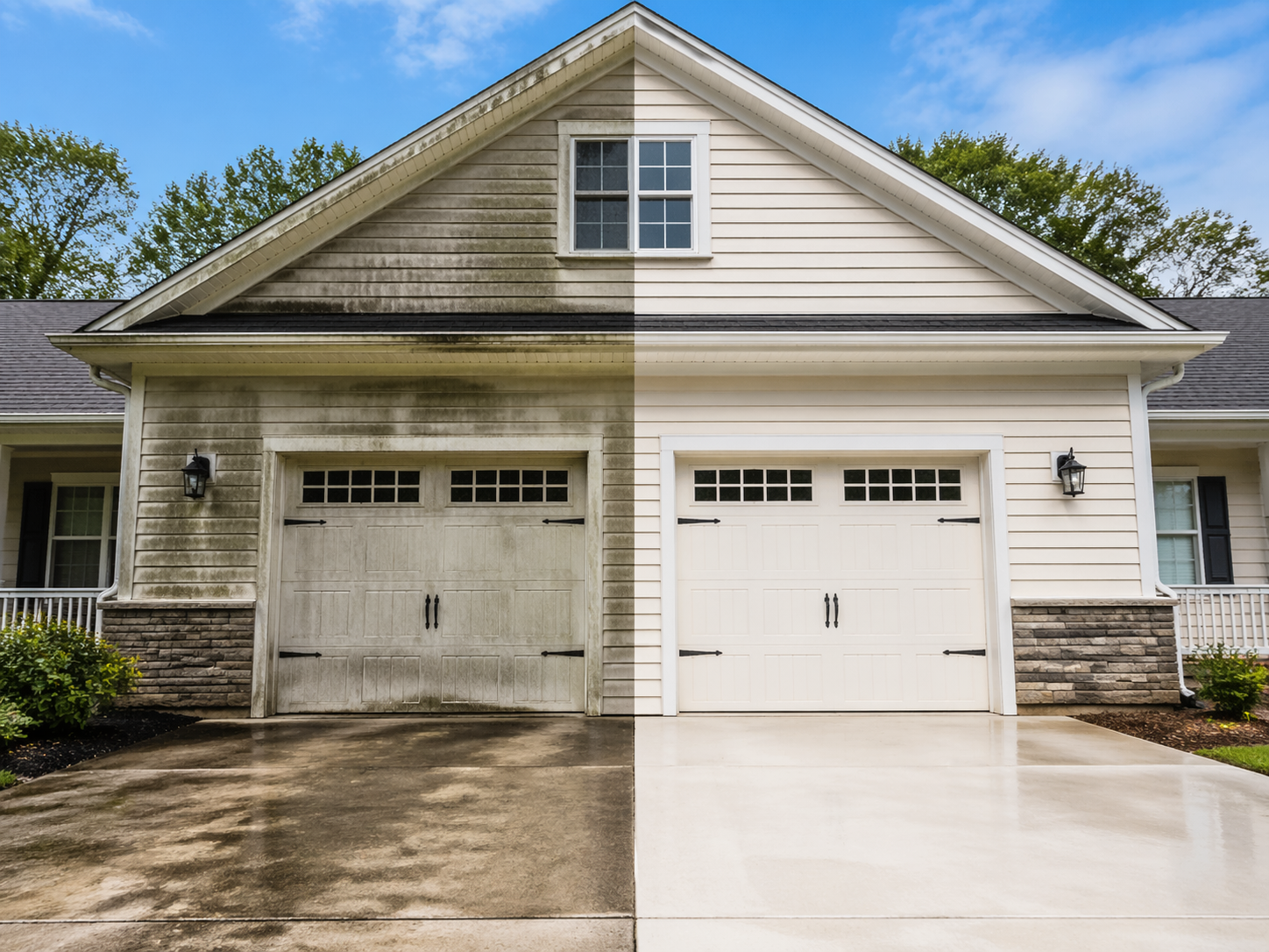 Before and after power washing service